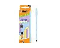 Stylo-bille bic cristal pastel pointe moyenne 1,0mm   encre noire capuchon coloris  assortis bte de 3u