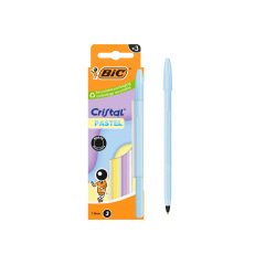 Stylo-bille bic cristal pastel pointe moyenne 1,0mm   encre noire capuchon coloris  assortis bte de 3u