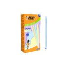 Stylo-bille bic cristal pastel pointe moyenne 1,0mm encre bleue classique capuchon coloris assortis boite 20 unites
