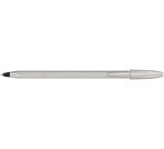 Stylo-bille bic cristal original glace pointe moyenne 1,0mm encre noire classique   capuchon coloris argent