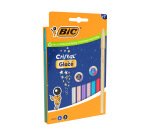 Stylo-bille bic cristal original glace pointe moyenne 1,0mm capuchon encre et       coloris assortis etui 7