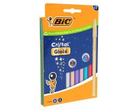 Stylo-bille bic cristal original glace pointe moyenne 1,0mm capuchon encre et       coloris assortis etui 7