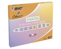 Stylo-bille bic 4 couleurs pointe moyenne 1mm            retractable coffret collector coloris pastel assortis 9