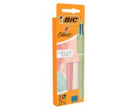 Stylo-bille bic 4 couleurs mineral tones pointe moyenne  1mm retractable coloris       assortis etui 3 unites