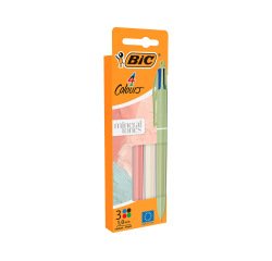 Stylo-bille bic 4 couleurs mineral tones pointe moyenne  1mm retractable coloris       assortis etui 3 unites
