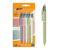 Stylo-bille bic 4 couleurs mineral tones pointe moyenne  1mm retractable coloris       assortis blister 5 unites