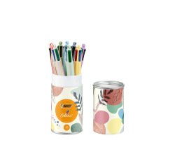 Stylo-bille bic 4 couleurs mineral tones pointe moyenne  1mm retractable coloris       assortis boite 8 unites