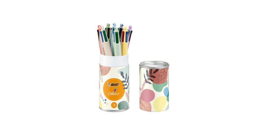 Stylo-bille bic 4 couleurs mineral tones pointe moyenne  1mm retractable coloris       assortis boite 8 unites