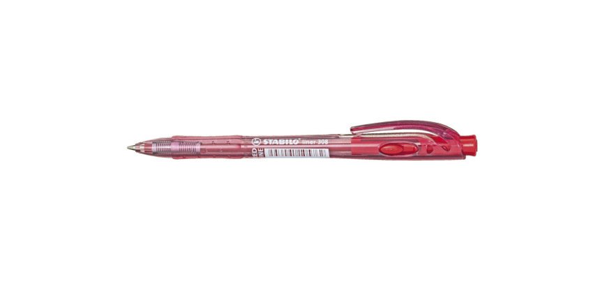 Stylo-bille stabilo liner pointe fine trait 0,38mm      retractable grip confortable  coloris rouge