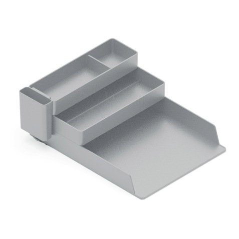 Bac rangement q-connect plastique 4 compartiments     coloris gris