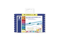 Stylo-surligneur staedtler 3620 double pointe            biseautee/pinceau coloris     assortis set 10 unites