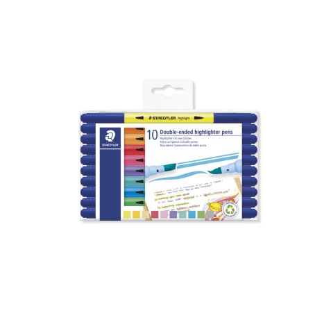 Stylo-surligneur staedtler 3620 double pointe            biseautee/pinceau coloris     assortis set 10 unites