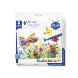 Feutre coloriage staedtler triplus color 323 encre dry   safe corps triangulaire trait 1mm coloris assortis etui 40