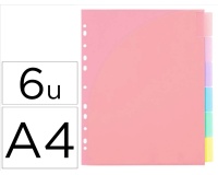 Intercalaires viquel rainbow pastel pp a4 maxi 6 positions 11 trous coloris assortis