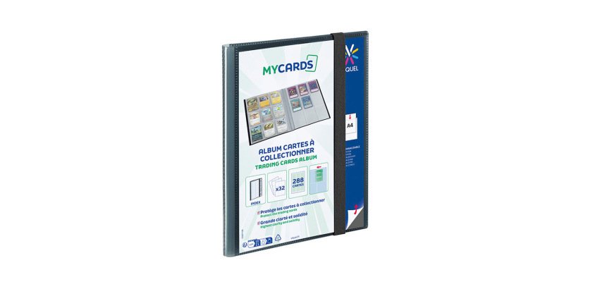 Album viquel cartes a collectionner a4 pp fermeture elastique capacite 288 cartes coloris noir