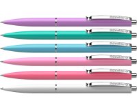 Stylo-bille schneider k15 retractable trait 0,5mm encre bleue clip metal coloris      pastel assortis