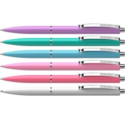 Stylo-bille schneider k15 retractable trait 0,5mm encre bleue clip metal coloris      pastel assortis