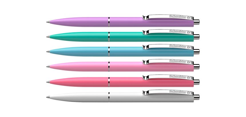 Stylo-bille schneider k15 retractable trait 0,5mm encre bleue clip metal coloris      pastel assortis