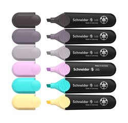 Surligneur schneider job pointe biseautee trait 1/5mm  coloris assortis pochette 6   unites
