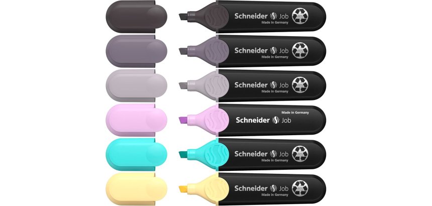 Surligneur schneider job pointe biseautee trait 1/5mm  coloris assortis pochette 6   unites