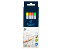 Surligneur schneider shine-up pointe biseautee trait 1/4mm  corps triangulaire coloris    assortis pochette 4 unites