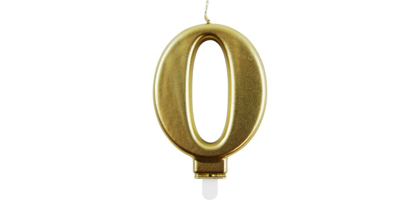 Bougie eurowrap chiffre anniversaire n  0 coloris or