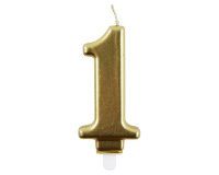Bougie eurowrap chiffre anniversaire n  1 coloris or