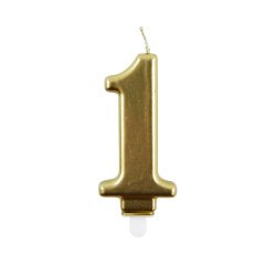 Bougie eurowrap chiffre anniversaire n  1 coloris or