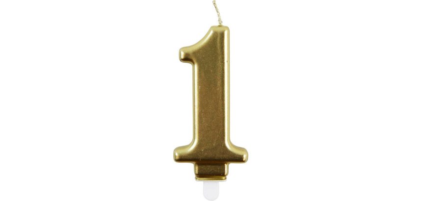 Bougie eurowrap chiffre anniversaire n  1 coloris or