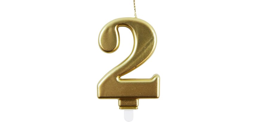 Bougie eurowrap chiffre anniversaire n  2 coloris or