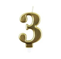 Bougie eurowrap chiffre anniversaire n  3 coloris or