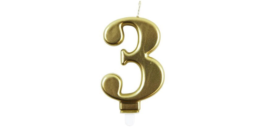 Bougie eurowrap chiffre anniversaire n  3 coloris or