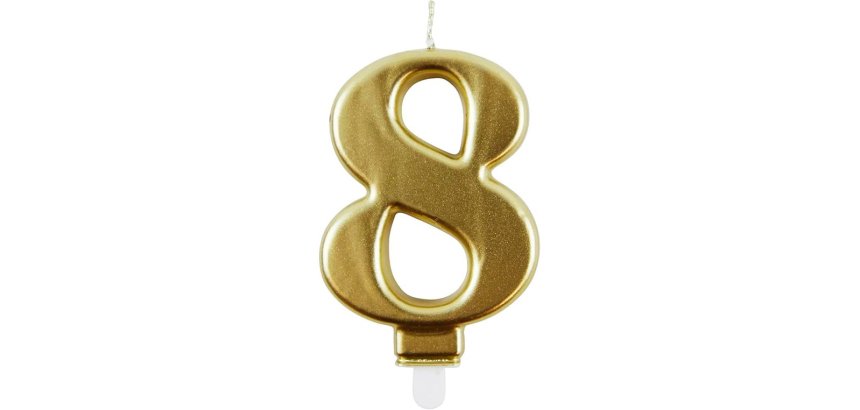 Bougie eurowrap chiffre anniversaire n  8 coloris or