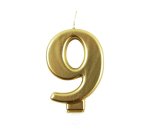 Bougie eurowrap chiffre anniversaire n  9 coloris or