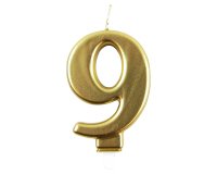 Bougie eurowrap chiffre anniversaire n  9 coloris or