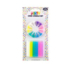 Bougie anniversaire eurowrap coloris pastelel assortis     blister 24 unites + 12        supports