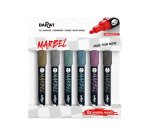 Marqueur darwi marbel universel pointe ronde medium 4mm coloris assortis          metallique set 6 unites