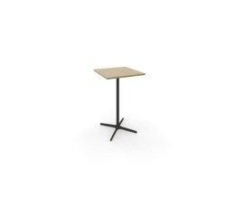 Table haute eol lucie plateau melamine epaisseur 2,5cm      70x70x104,5cm pied metal noir coloris chene naturel