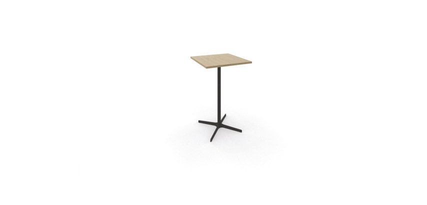 Table haute eol lucie plateau melamine epaisseur 2,5cm      70x70x104,5cm pied metal noir coloris chene naturel