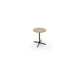 Table eol lucie plateau melamine epaisseur 2,5cm      diam.70cm hauteur 73,5cm pied metal noir coloris chene
