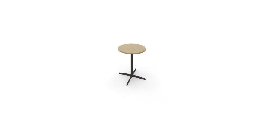 Table eol lucie plateau melamine epaisseur 2,5cm      diam.70cm hauteur 73,5cm pied metal noir coloris chene