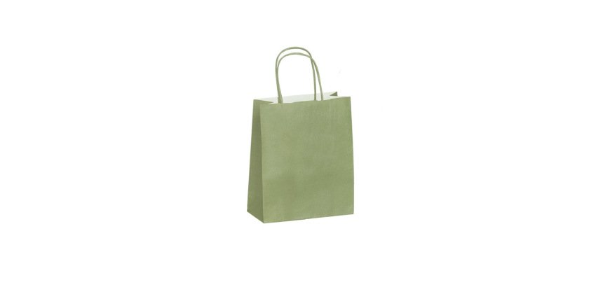 Sac kraft 90g/m2 poignees torsadees 180x80x220mm        coloris vert amande