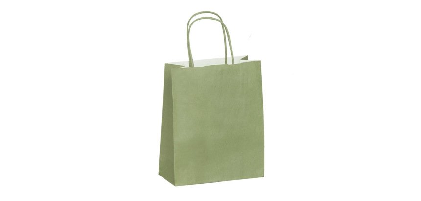 Sac kraft 90g/m2 poignees torsadees 350x140x400mm       coloris vert amande