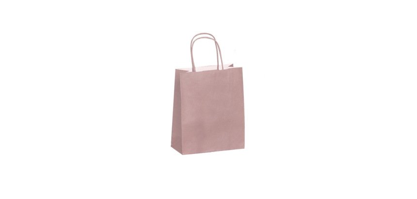 Sac kraft 90g/m2 poignees torsadees 180x80x220mm        coloris rose poudre