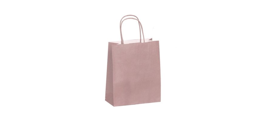 Sac kraft 90g/m2 poignees torsadees 230x120x300mm       coloris rose poudre