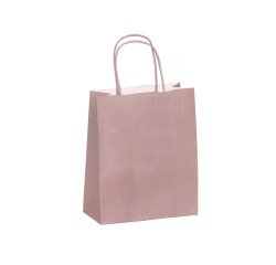 Sac kraft 90g/m2 poignees torsadees 350x140x400mm       coloris rose poudre