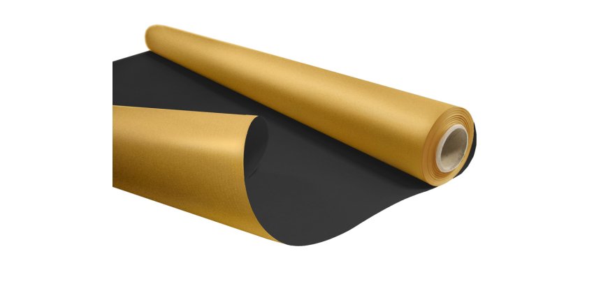 Papier cadeau kraft duo metal 60gr rouleau 0,69x50m coloris noir / or