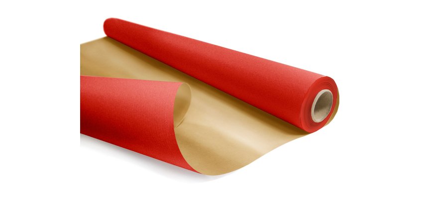 Papier cadeau kraft duo metal 60gr rouleau 0,69x50m coloris rouge / or