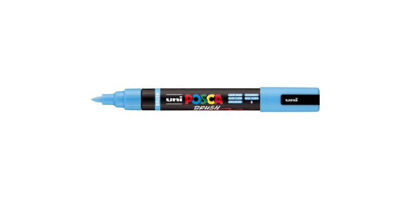 Marqueur posca pc5br peinture base eau inodore tout support pointe moyenne brush coloris  bleu clair
