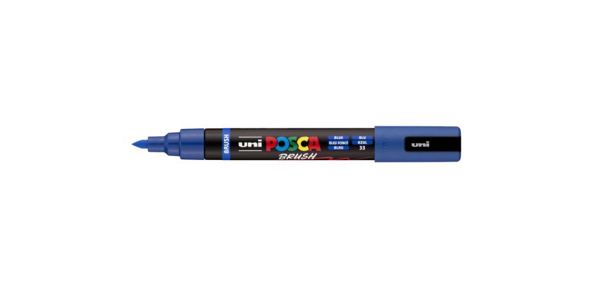 Marqueur posca pc5br peinture base eau inodore tout support pointe moyenne brush coloris  bleu fonce